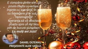 VIDEO: FELICITARE DE ANUL NOU – DEPUTAT DANIEL OLTEANU PREȘEDINTE ALDE VASLUI