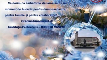 VIDEO : FELICITARE DE CRĂCIUN INSTITUȚIA PREFECTULUI JUDEȚUL VASLUI