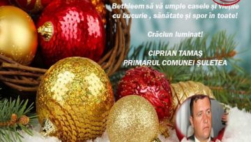 VIDEO : FELICITARE DE CRĂCIUN PRIMĂRIA ȘI CONSILIUL LOCAL ȘULETEA