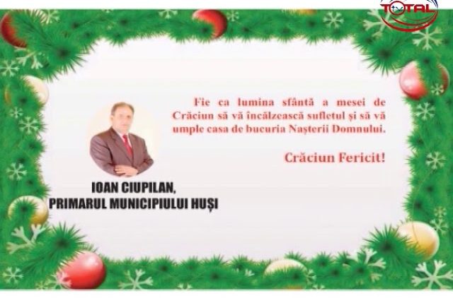 VIDEO : FELICITARE DE CRĂCIUN PRIMĂRIA ȘI CONSILIUL LOCAL HUȘI