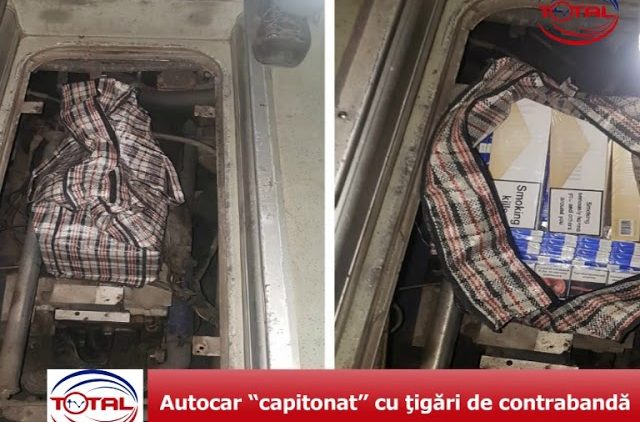 VIDEO: Autocar “capitonat” cu ţigări de contrabandă