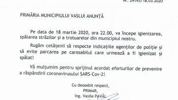 ANUNT PRIMARIA VASLUI