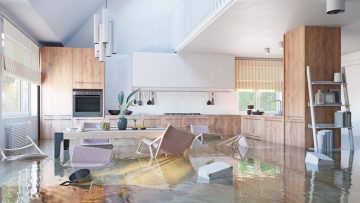 Kitchen,Flooding,Interior.,3d,Rendering,Concept